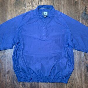 ⛳ FootJoy FJ Blue Golf Windbreaker Pullover Jacket Mock Neck Snap Mens L